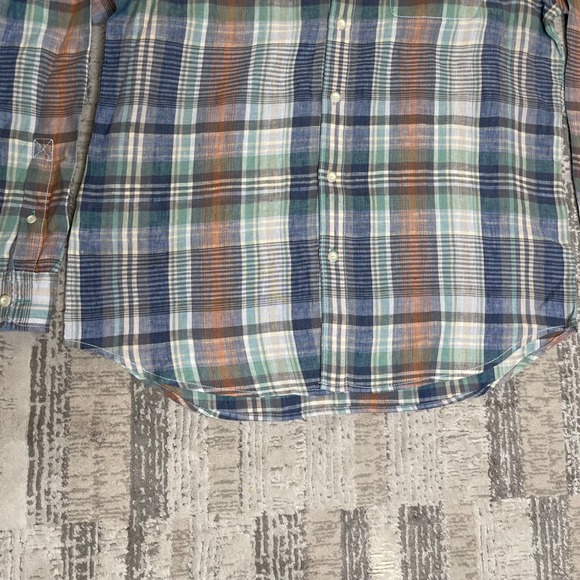 Tommy Bahama Mens LARGE Plaid Long Sleeve 100% Linen Button Down Shirt - Picture 4 of 11